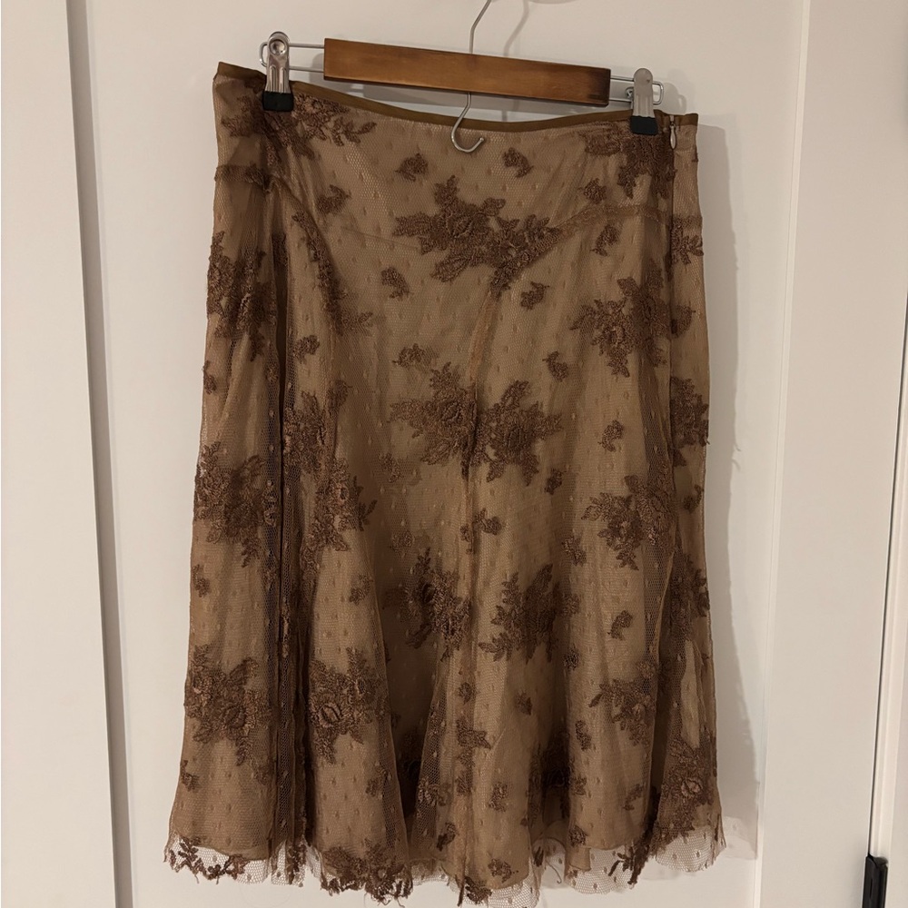 Elegant Brown Lace Skirt